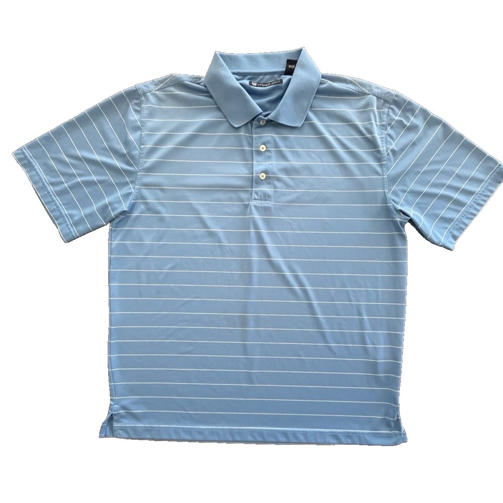 Oxford Golf Polo Collared Shirt Men's XL X-Large Blue White Striped Super Dry